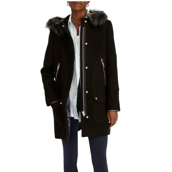 NWT J. Crew Italian Stadium Cloth Coat 6 Black - Picture 3 of 15